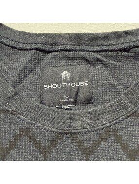 Shouthouse Charcoal Gray Waffle Knit Thermal Long Sleeve Aztec Print